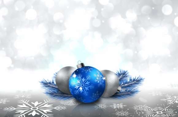 Snowflake Silver Blue Christmas Ornaments Holiday Christmas wallpapers hd quality