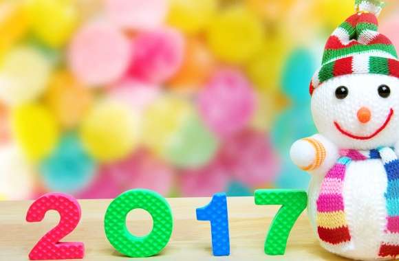 Snowman Colors Bokeh New Year Holiday New Year 2017