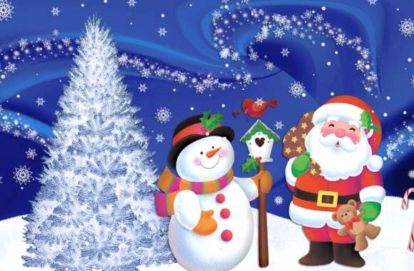 Snowman Santa Holiday Christmas wallpapers hd quality