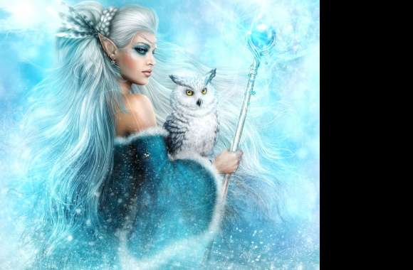 Snowy Elf and Owl Winter Fantasy - wallpapers hd quality