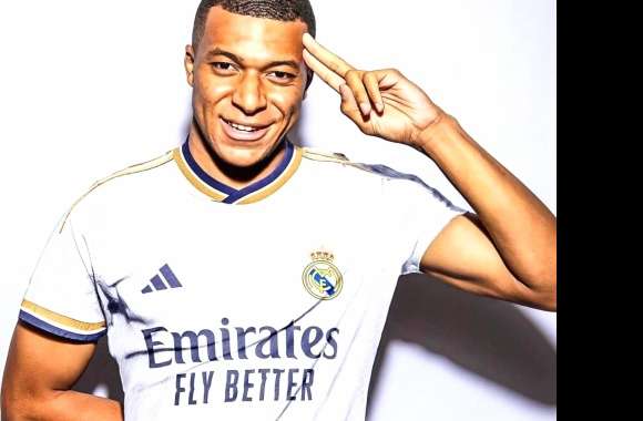 Soccer Star Kylian Mbappé in Real Madrid C.F. Jersey wallpapers hd quality