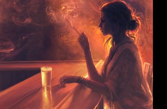 Solitary Smoke at Bar - HD Artistic Wallpaper wallpapers hd quality