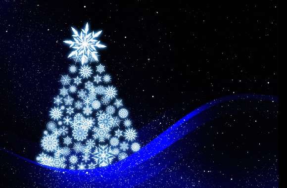 Sparkles White Snowflake Blue Christmas Tree Holiday Christmas