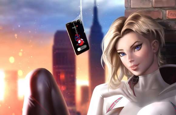 Spider-Gwen Blonde Heroine with Blue Eyes wallpapers hd quality