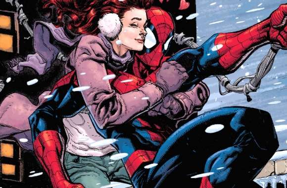 Spider-Man and Mary Jane Watson Christmas Love wallpapers hd quality