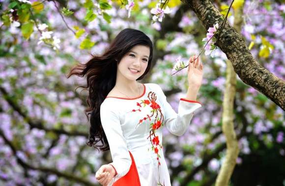 Spring Blossom Beauty - Asian Woman