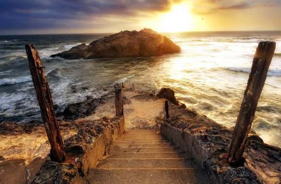 Stairs Coastline Island Photography Ocean