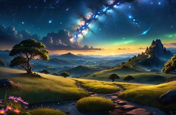 Starry Horizon HD Artistic Landscape