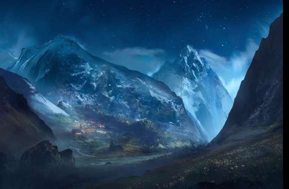 Starry Mountain Valley - wallpapers hd quality