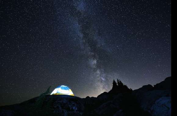 Starry Night of Camping Under the Milky Way wallpapers hd quality