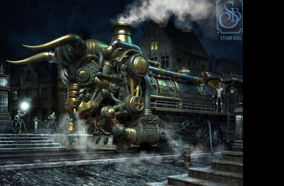 Steampunk Locomotive - HD Sci-Fi Wallpaper