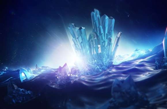 Stunning Blue Crystal 3D Art -