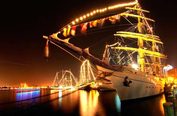 Stunning HDR Ship at Night -