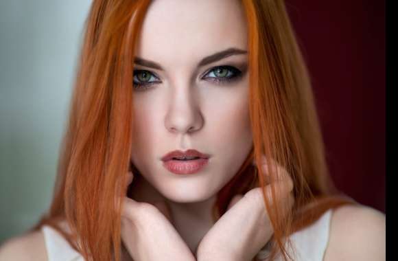 Stunning Redhead Model with Green Eyes -