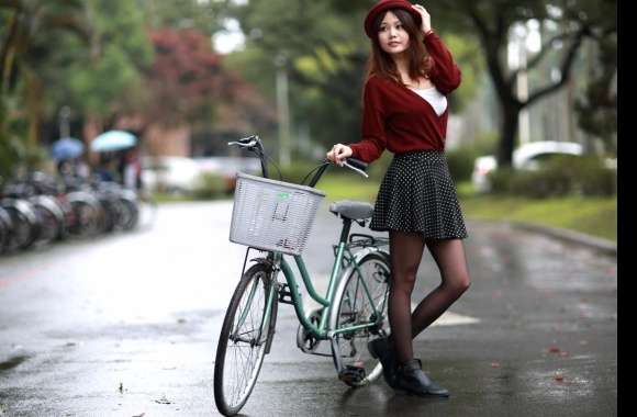 Stylish Woman with Bicycle -