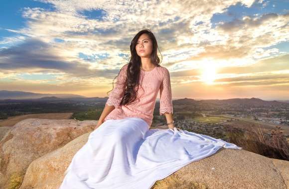 Sundown Serenity HD Woman Mood Wallpaper