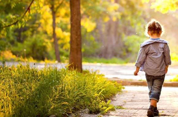 Sunlit Child Stroll -
