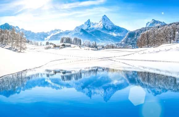 Sunny Peak Mountain Landscape Snow Reflection Nature Photography Winter