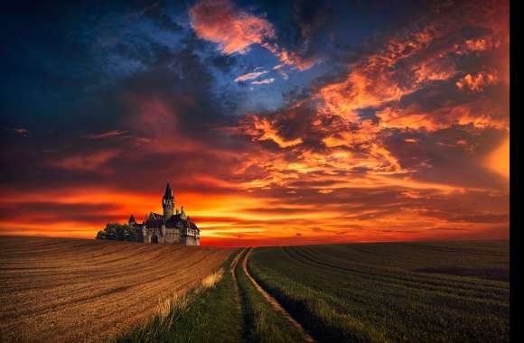 Sunset Grass Wheat Field Castle Fantasy Photography Manipulation