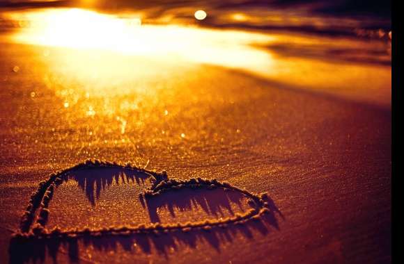 Sunset Heart Sand Romantic Photography Love