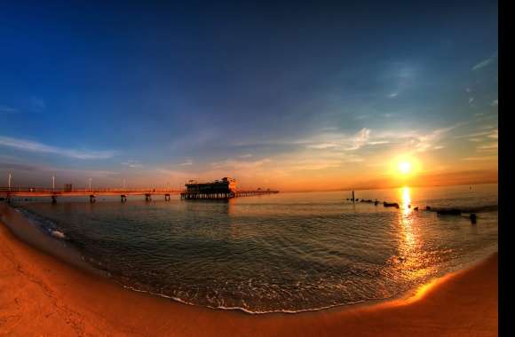 Sunset Over the Pier - HD Beach Wallpaper