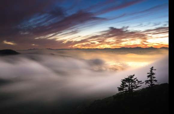 Sunset Sky Light Fog Nature Photography Landscape