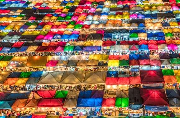 Tent Night Market Photography Colors