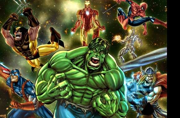 Thor Captain America Hulk Silver Surfer Spider Man Iron Man Wolverine Comic Avengers