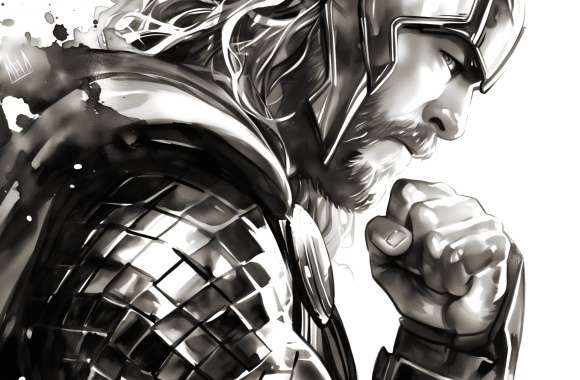 Thor Reflects - Black & White HD Comic Wallpaper