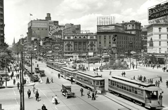 Timeless Trolleys A Classic Black & White Detroit Wallpaper