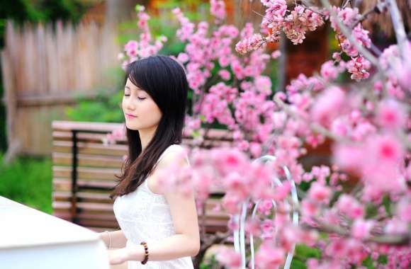 Tranquil Blossom Asian Woman