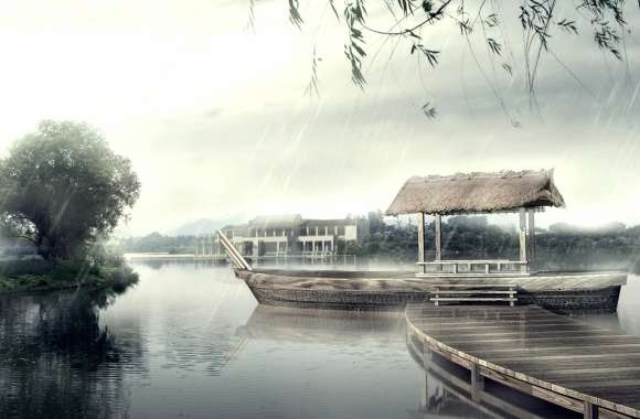 Tranquil Rainy Lake Artistic wallpapers hd quality