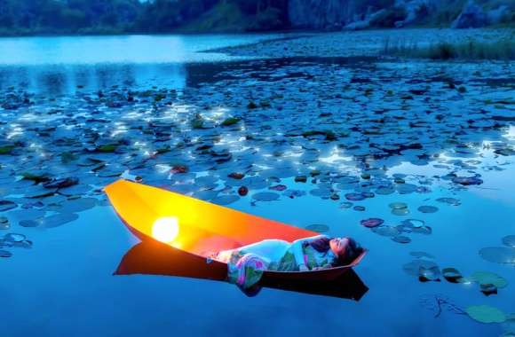 Tranquil Reflections of a Woman on Water