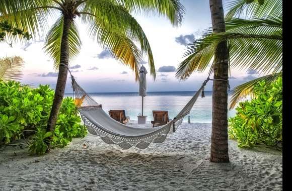 Tropical Holiday Maldives Seaside Beach Man Made Hammock