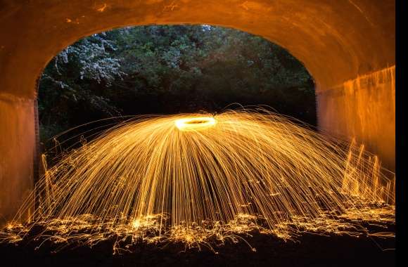 Tunnel Light Night Photography Fireworks wallpapers hd quality