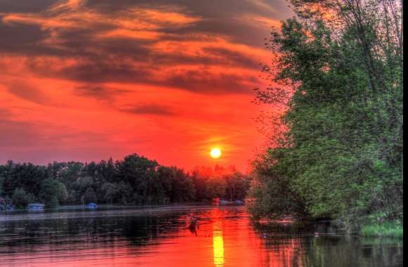 Twilight Evening Sky Orange (Color) Lake Nature Photography Sunset