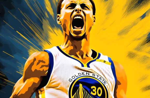 Vector Art Stephen Curry in GSW Wallpaper