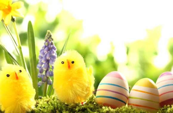 Vibrant Easter Celebrate Spring with Joyful Chicks and Colorful Eggs