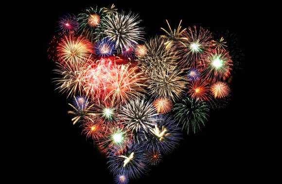 Vibrant Fireworks Heart - Stunning