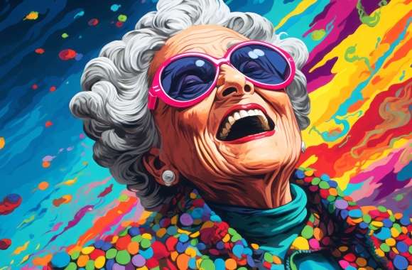 Vibrant Grandma Pop Art - AI Created wallpapers hd quality