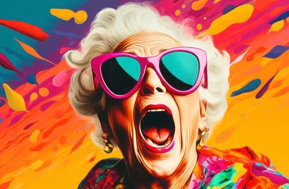 Vibrant Grandmother Pop Art