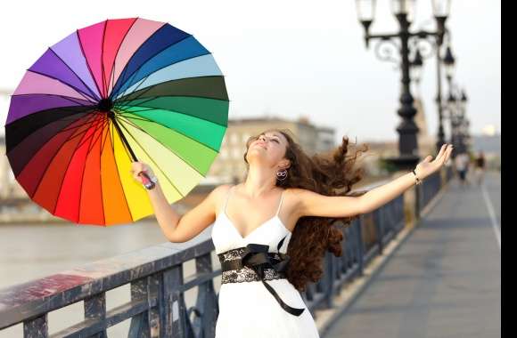 Vibrant Woman with Umbrella - wallpapers hd quality