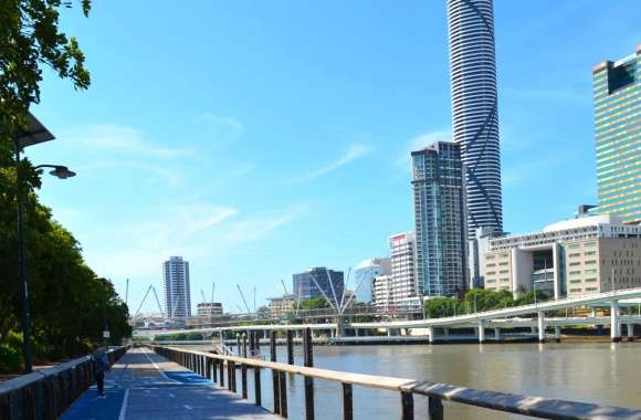 View of the city from South Bank Parklands wallpapers hd quality