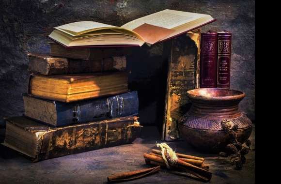 Vintage Still Life Books and Cinnamon wallpapers hd quality