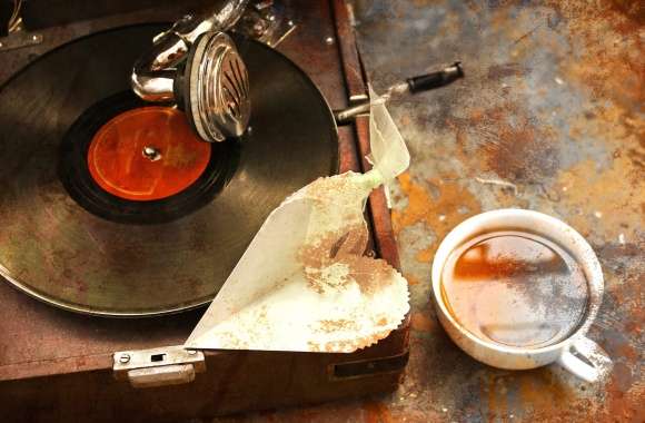 Vintage Vibes A Cozy of Records and Coffee wallpapers hd quality