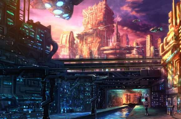 Vivid Sci-Fi Cityscape Stunning Anime