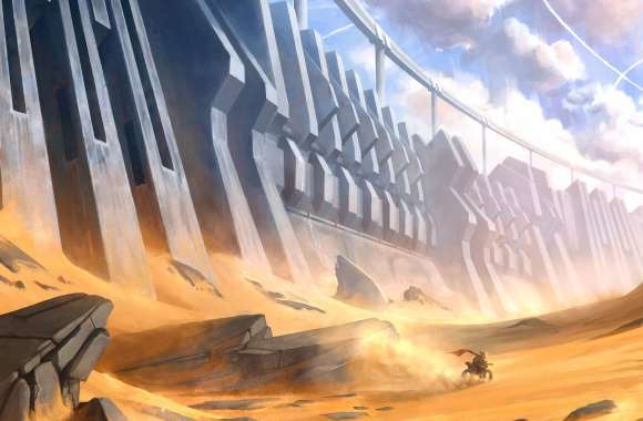 Wall Sand Desert Sci Fi Landscape