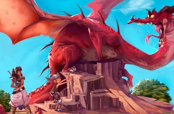 Warrior Child and Dragon Encounter - HD Fantasy Wallpaper