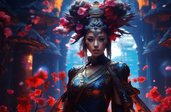 Warrior Geisha Geisha Fantasy AI Art wallpapers hd quality