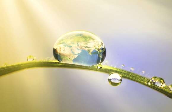 Water Drop World Map Macro Nature Artistic